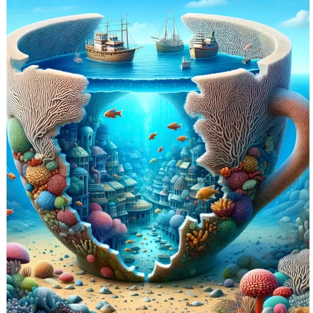 DIY Diamond Painting Kit Ocean View Cup Mug Round Drill Art Craft 30X30